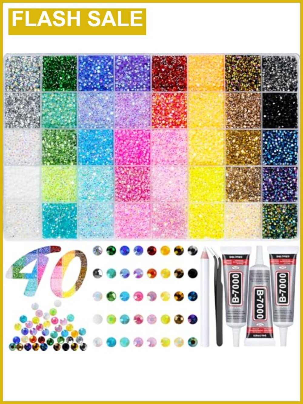 Rhinestone Bedazzling Kit 50,000+ 3mm Resin Gems with Glue & Tools